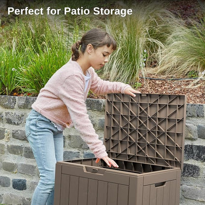 EAST OAK Outdoor Storage Box, 31 Gallon Deck Box, Waterproof Resin Storage Bin - Image 7