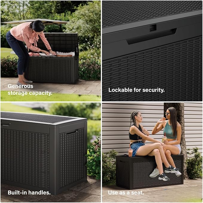150 Gallon Outdoor Storage Box Patio Deck Box Waterproof, Resin Lockable - Image 6