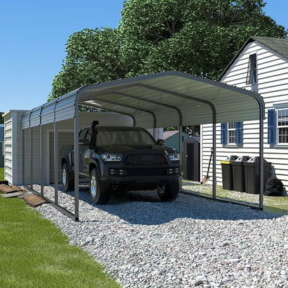 12x20 FT Outdoor Carport with Metal Roof, Heavy Duty Metal Carport Canopy - Image 9