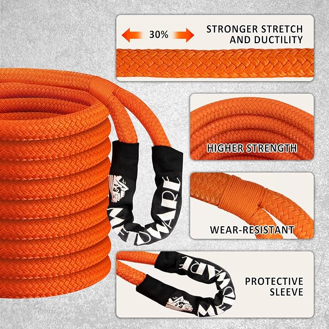 METOWARE Kinetic Recovery Rope 35, 000 LBS Offroad Tow Kit - Image 2