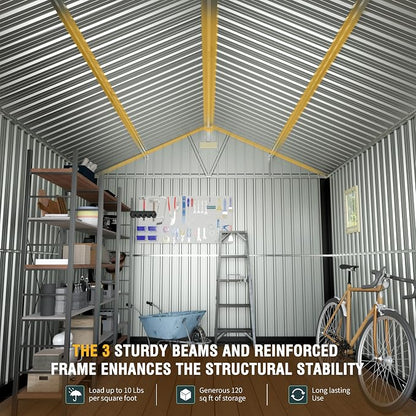 10x12 Ft Outdoor Storage Shed, Extra Large Metal Shed - Image 3