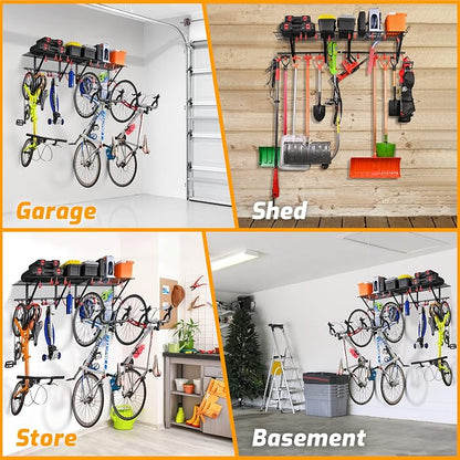 PLKOW Garage Wall Shelving 1 Pack Includes 2 Bike Hooks, Wall Shelves Garage - Image 5