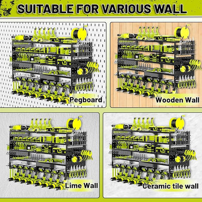 5 Layers Power Tool Organizer Wall Mount, Metal Cordless Tool Storage Rack - Image 7