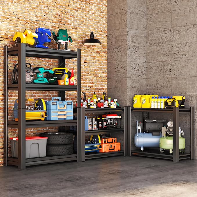 Metal Garage Shelving Unit, Heavy Duty 4-Tier Adjustable Storage Rack, Steel - Image 2