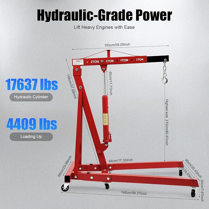 2 Ton Hydraulic Engine Hoist, Folding Engine Lift - Image 2
