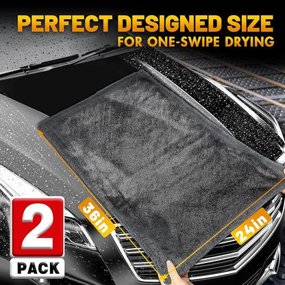 Microfiber Towels for Cars, 2 Pack 1200GSM Car Drying Towel, Dual Sided Drying - Image 3