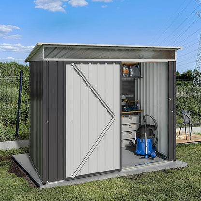 JY QAQA 6x4 FT Metal Outdoor Garden Storage Shed, Waterproof Metal Garden Sheds - Image 2