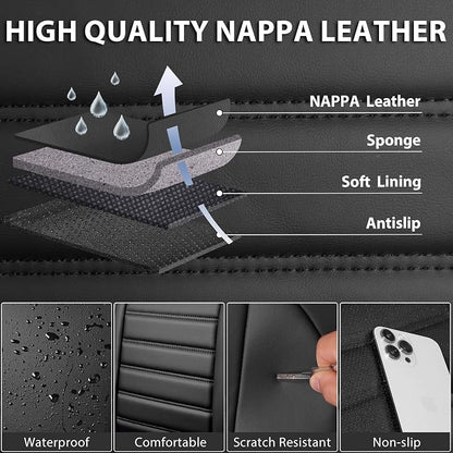 CAR PASS Nappa Leather Car Seat Covers Front Seats, Luxury Seat Protector - Image 6