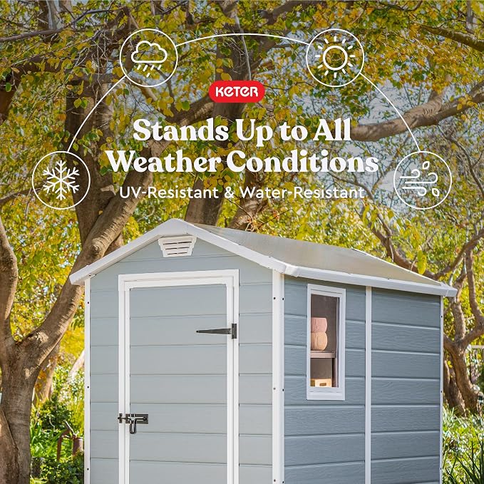 Keter Manor 4x6 Resin Outdoor Storage Shed Kit-Perfect to Store Patio Furniture - Image 6