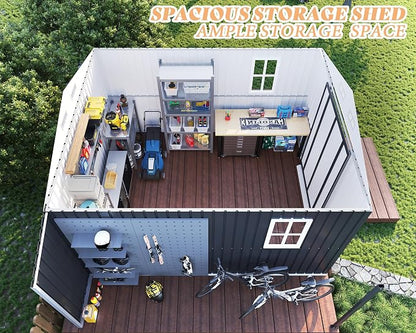 AMERLIFE 10.6x10.3x6.3 FT Galvanized Metal Storage Shed - Image 4