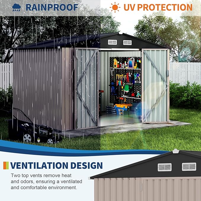 8x10 FT Metal Storage Sheds Outdoor - Image 5