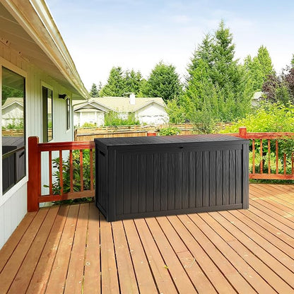 270 Gallon Lockable Resin Deck Box, Waterproof & UV-Resistant Outdoor Storage - Image 3