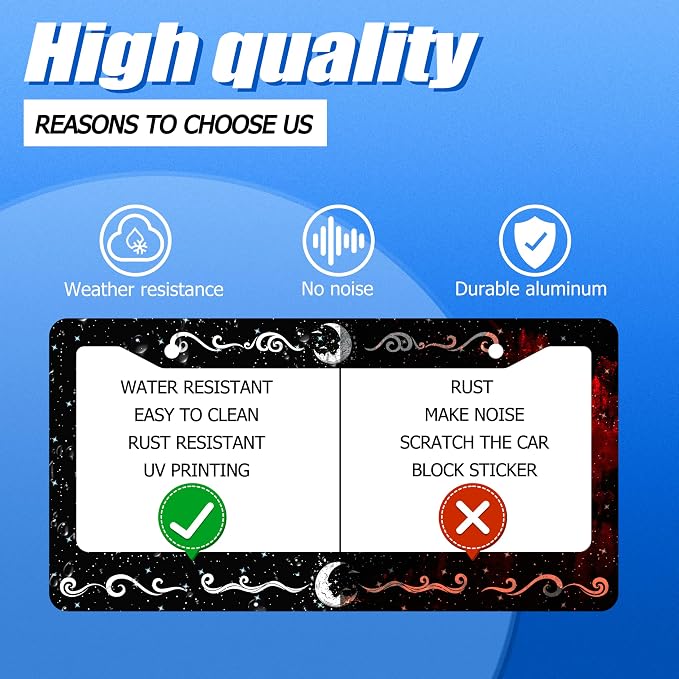 Moon License Plate Frame Stars Waves Starry Sky License Plate Stainless Steel - Image 4