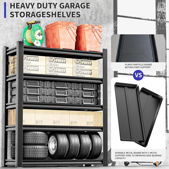 2 Set Garage Shelving Unit 72" H3000bls Heavy Duty Storage Shelves Easy - Image 3