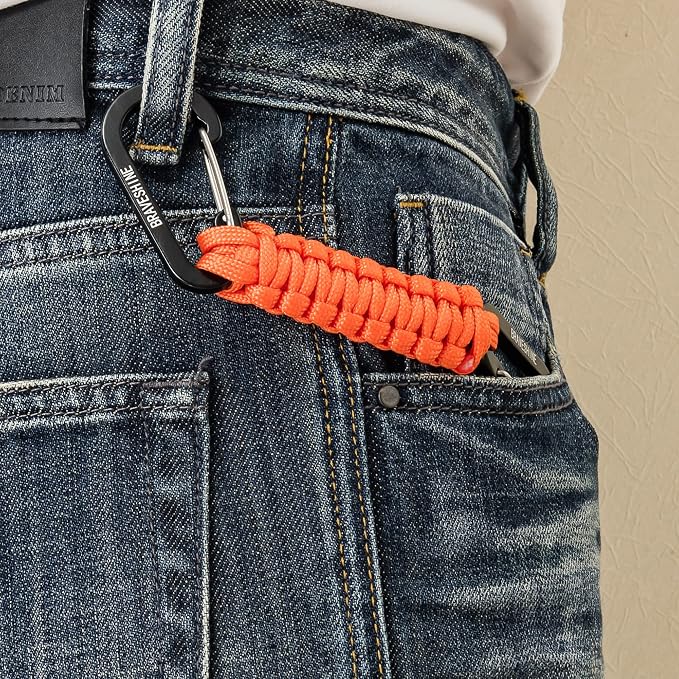 BRAVESHINE Paracord Keychain Carabiner Clip, D Ring Lanyard Hanger Stroller Hook - Image 7