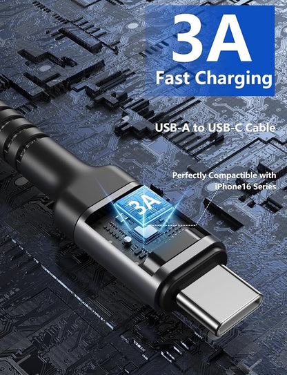 USB A to USB C for Carplay USB C Cable 3FT, Car Charger Cable 2Pack Short Type - Image 3