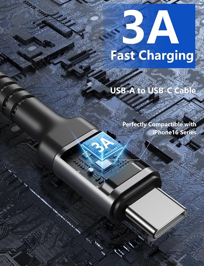 USB C Cable 10FT, Type C Cable 3A Fast Charging Upgraded Extra Durable Braided - Image 3
