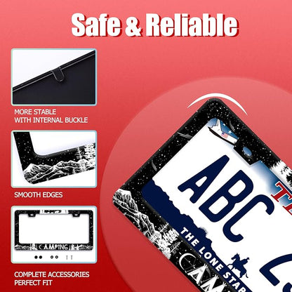 Camping License Plate Frame Forest Mountains License Plate Holder Funny - Image 2