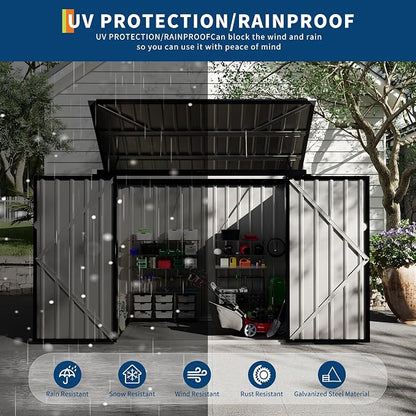 2 Trash Cans Metal Outdoor Storage, 3x6 FT Garbage Bin Storage Shed - Image 4