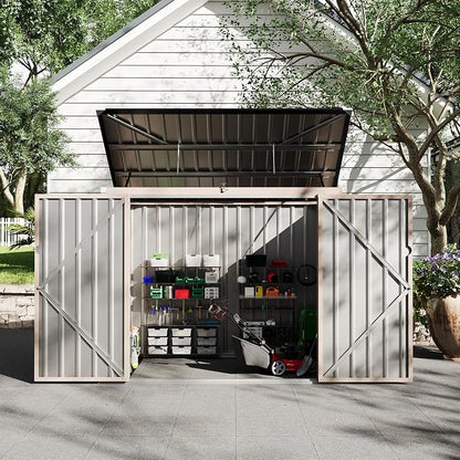 2 Trash Cans Metal Outdoor Storage, 3x6 FT Garbage Bin Storage Shed - Image 9