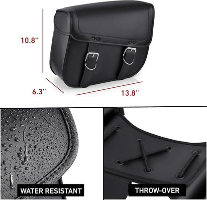 Nomad Leather Motorcycle Saddlebags Large Quick-Easy Universal Fit Throw Over - Image 5