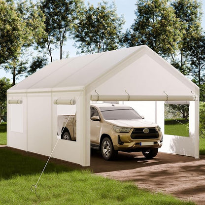 Shintenchi Carport 10' x 20' Heavy Duty Portable Garage, Car Port Canopy - Image 2