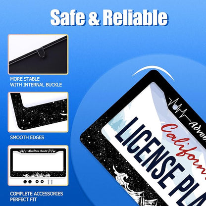 Advebture Awaits License Plate Frame Mountain Waves Forest License Plate - Image 2