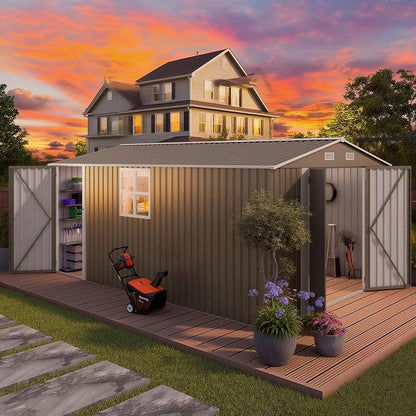 10 x 14 FT Outdoor Storage Shed, Metal Garden Tool Shed by Unknown