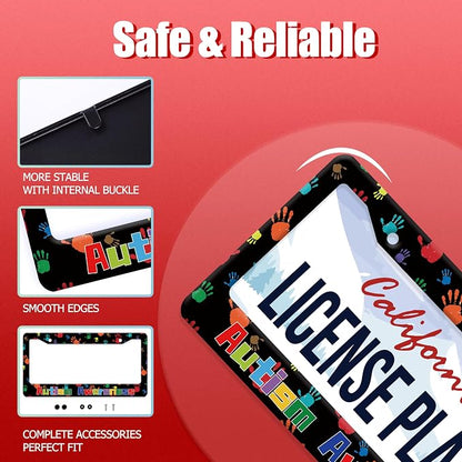 Autism Awareness License Plate Frame Colorful Handprint License Plate Frames - Image 2