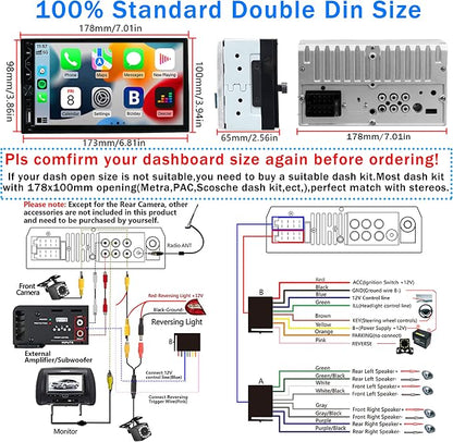Double Din Car Stereo with Wireless Carplay and Wireless Android Auto, 7 Inch - Image 6