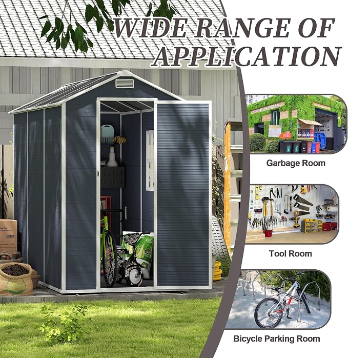 MyVoice 8x4 FT Outdoor Resin Storage Shed - Image 4