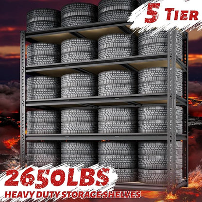 48"W Garage Shelving, 2650LBS Storage Shelves heavy duty, 5 Tier Metal Shelving - Image 8