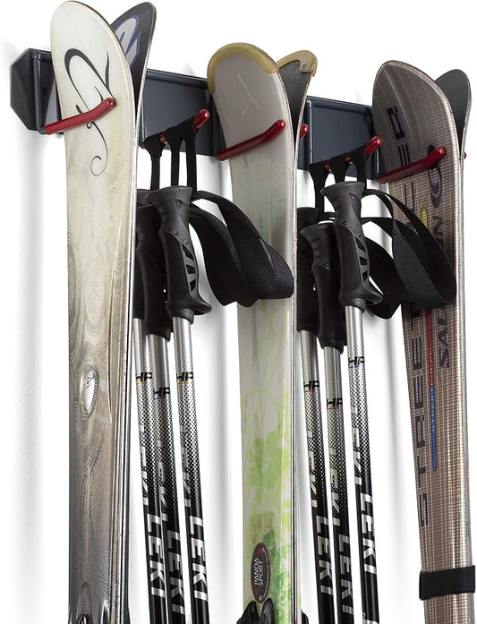 Wall Mounted Horizontal Rack for Storage of Skis and Poles-Heavy Duty by Wealers
