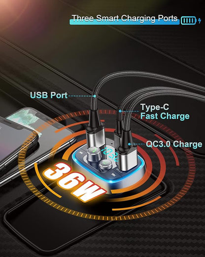 LIHAN USB C Bluetooth Adapter for Car, AUX Wireless FM Radio Transmitter - Image 4