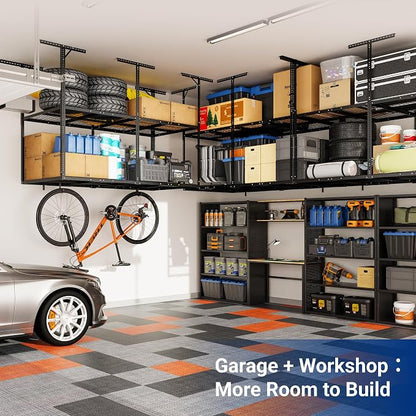 FLEXIMOUNTS 4x8 2-Tier Overhead Garage Storage Rack – Adjustable Heavy Duty - Image 8