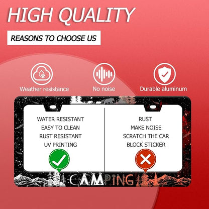 Camping License Plate Frame Forest Mountains License Plate Holder Funny - Image 4