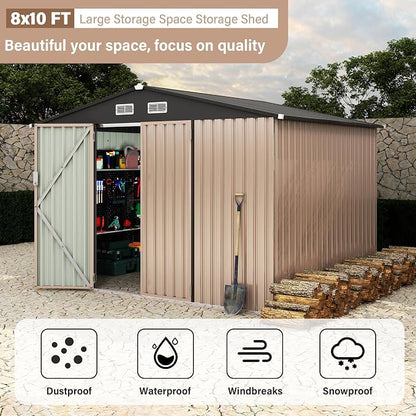 8x10 FT Metal Storage Sheds Outdoor, Metal ToolShed - Image 7