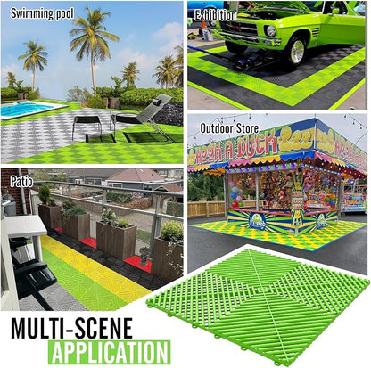 15.7"x15.7" Garage Flooring Tiles, Non-Slip Interlocking Plastic Garage Floor - Image 3