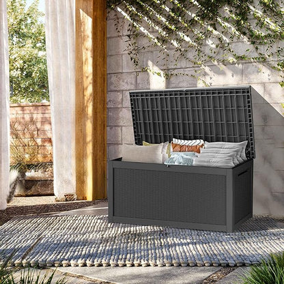 320 Gallon Lockable Resin Deck Box, Waterproof & UV-Resistant Outdoor Storage - Image 3