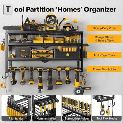 Large Power Tool Organizer Wall Mount, Maximum 420lbs Load Capacity, 4 Layers - Image 2