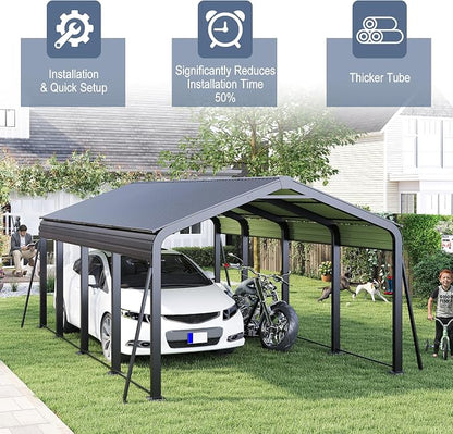 12x20 FT Metal Carport, Heavy Duty Car Port Canopy - Image 4