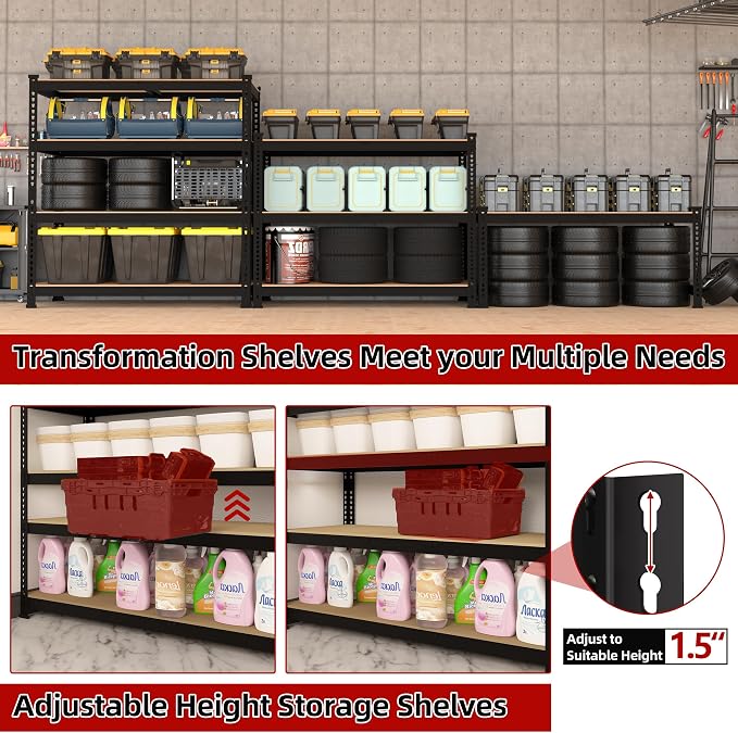 4 Packs 36" W x 16" D x 55" H Adjustable Garage Storage Shelves - Image 6