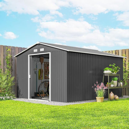 Outsunny 11' x 9' Outdoor Storage Shed, Garden Tool Metal Shed - Image 2