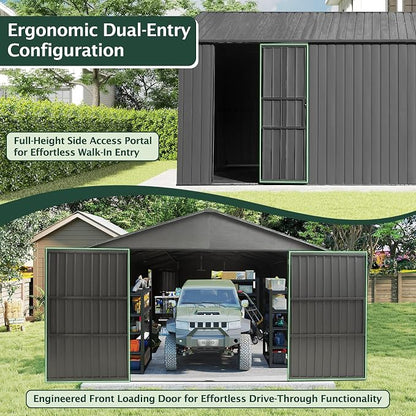 Domi 12’x20’ Outdoor Metal Garage Shed, All Weather Enclosed Carport - Image 5