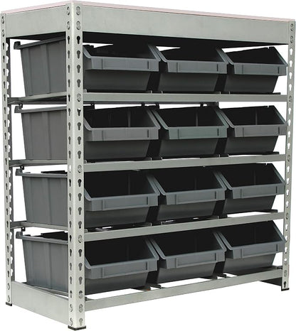 King's Rack Bin Rack Boltless Steel Storage System Organizer w/ 12 Plastic Bins by Unknown