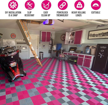 15.7"x15.7" Garage Flooring Tiles, Non-Slip Interlocking Plastic Garage Floor - Image 3