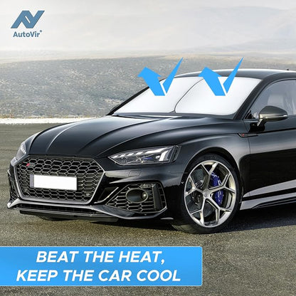 2 Piece Car Windshield Sun Shade Foldable | Durable Polyester Windshield - Image 8