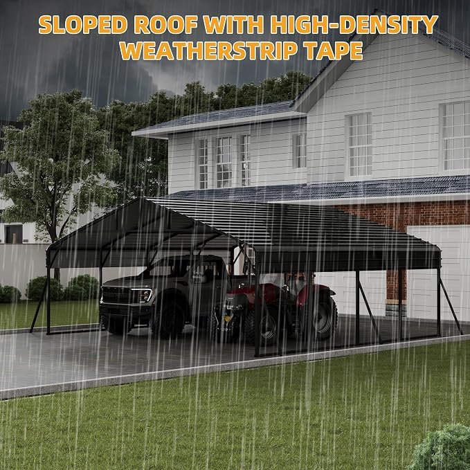 20 x 20 FT Metal Carport with Galvanized Steel Roof, Heavy Duty Metal Roof - Image 7