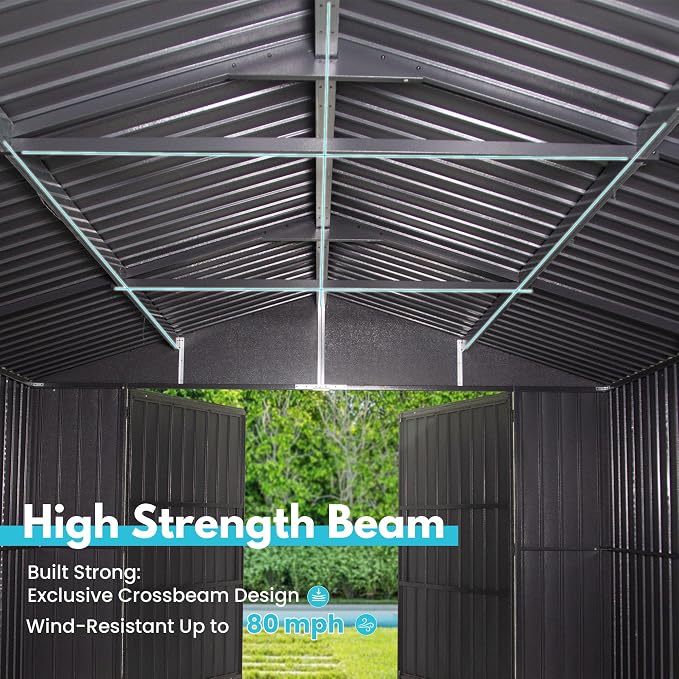 Domi 12'x20' Metal Garage Shed, Heavy Duty Outdoor Steel Carport - Image 5