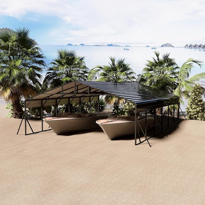 20 x 30 FT Metal Carport with Galvanized Steel Roof, Heavy Duty Metal Roof - Image 6